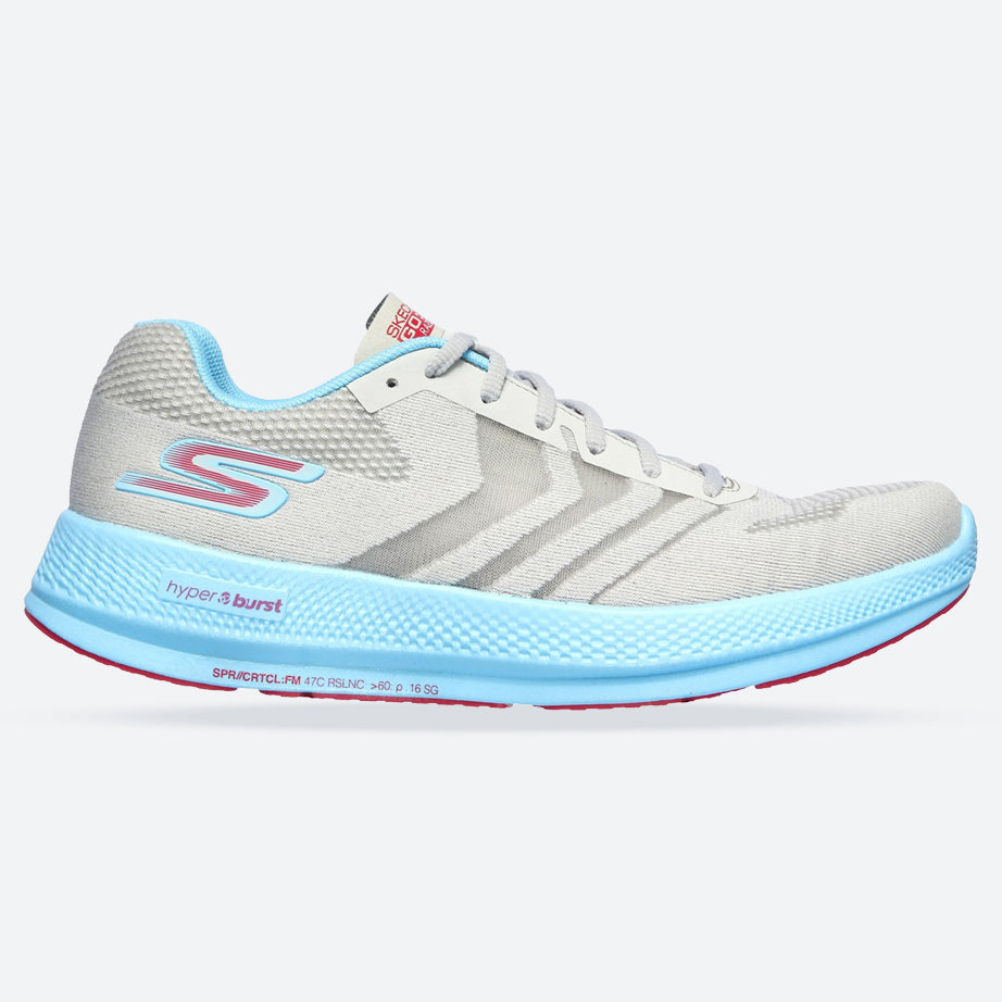 Women's Wide Fit Skechers 130001  Go Run Razor + Sports Sneakers - Grey/Aqua/Pink