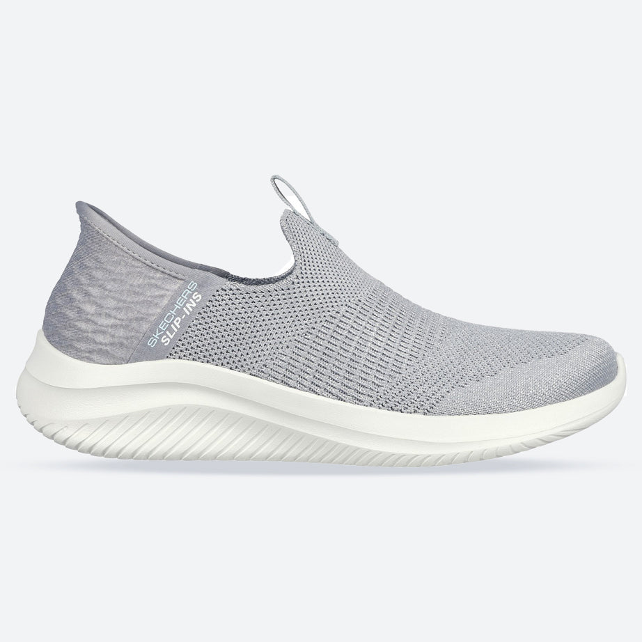 Women's Wide Fit Skechers 149709 Slip-ins Ultra Flex 3.0 Smooth Step Sneakers - Light Grey