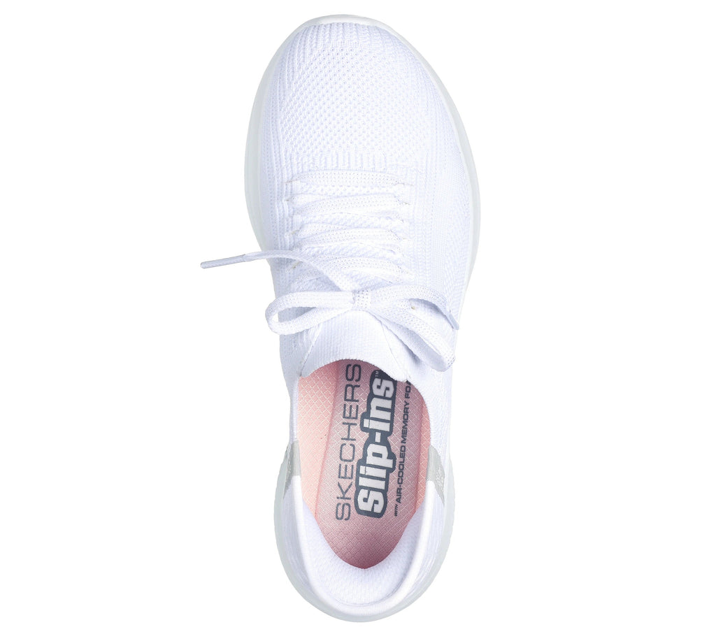 Women's Wide Fit Skechers 149710W Slip-ins Ultra Flex 3.0 Brilliant Sneakers - White