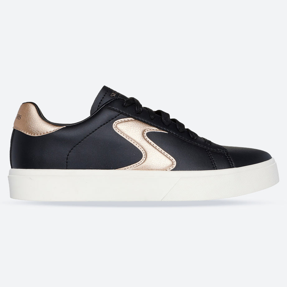 Women's Wide Fit Skechers 185016 Eden Lx Beaming Sneakers - Black/Rose Gold