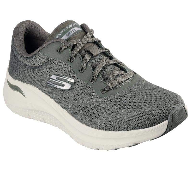 Women's Wide Fit Skechers 150051 Arch Fit 2.0 Big League Sneakers - Olive