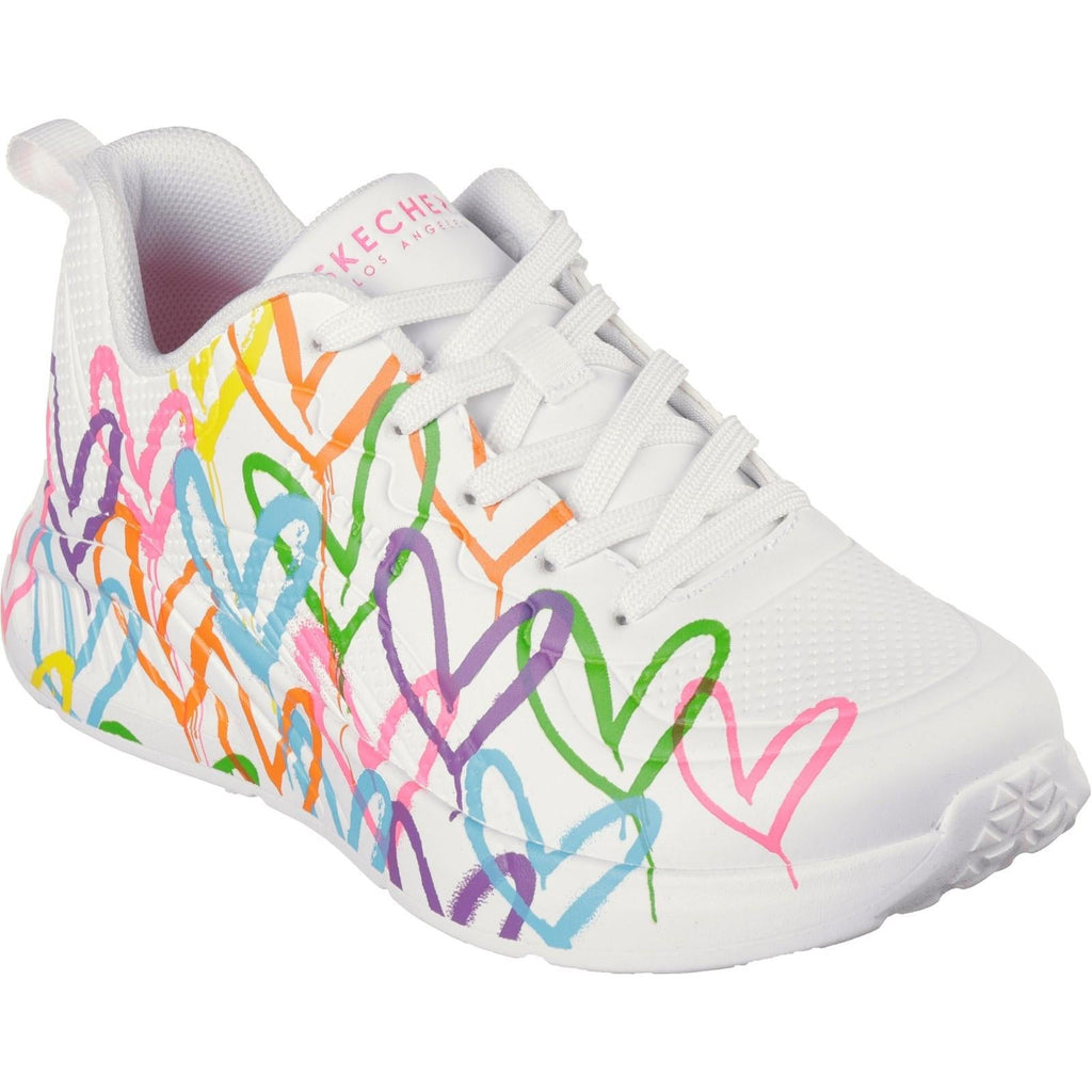 Women's Wide Fit Skechers 177977 Uno Lite Heart Of Hearts Sneakers