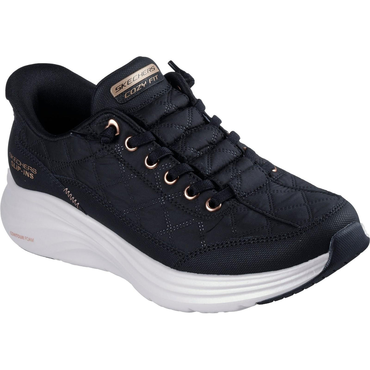 Women's Wide Fit Skechers 150413 Slip-ins Contour Foam Cozy Fit Golden Hour Sneakers