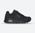 Women's Wide Fit Skechers 73690 Uno - Stand On Air Walking Sneakers - Black/Black