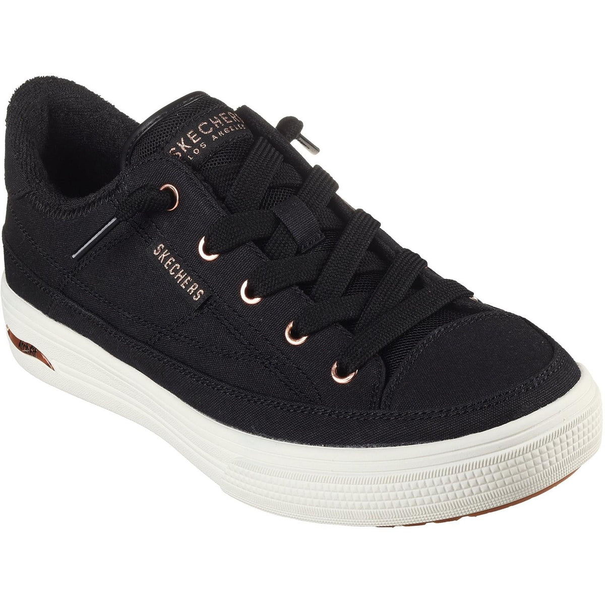 Women's Wide Fit Skechers 177190W Arch Fit Arcade Meet Ya There Shoes - Black