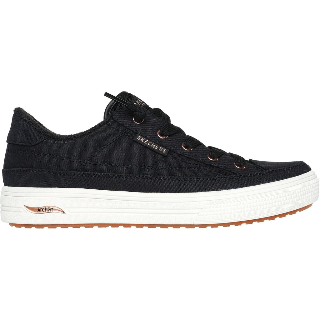Women's Wide Fit Skechers 177190W Arch Fit Arcade Meet Ya There Shoes - Black