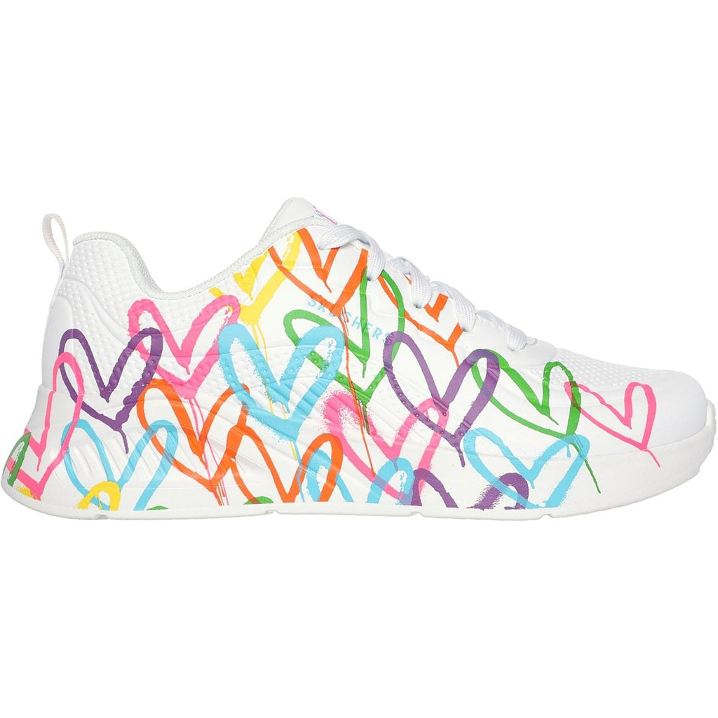 Women's Wide Fit Skechers 177977 Uno Lite Heart Of Hearts Sneakers