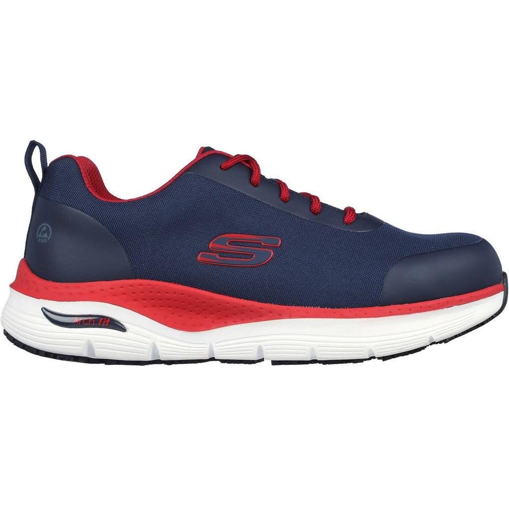 Men's Wide Fit Skechers 200086EC Arch Fit Ringstap Safety Sneakers - Red/Navy