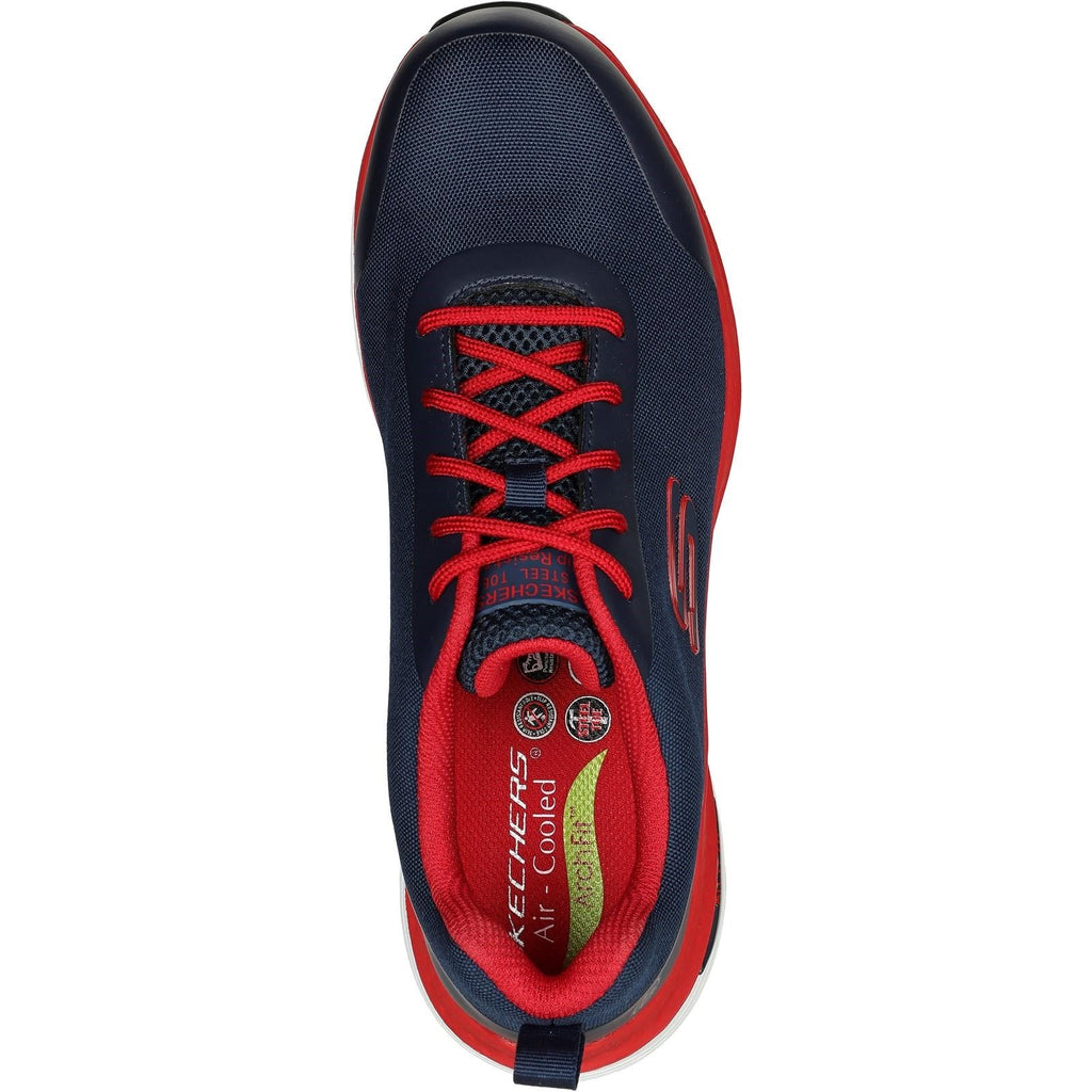 Men's Wide Fit Skechers 200086EC Arch Fit Ringstap Safety Sneakers - Red/Navy