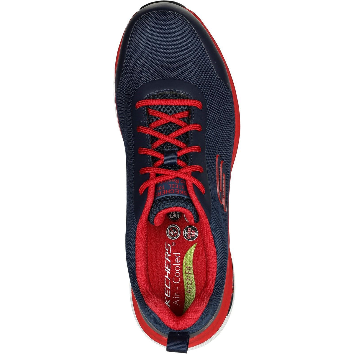 Men's Wide Fit Skechers 200086EC Arch Fit Ringstap Safety Sneakers - Red/Navy