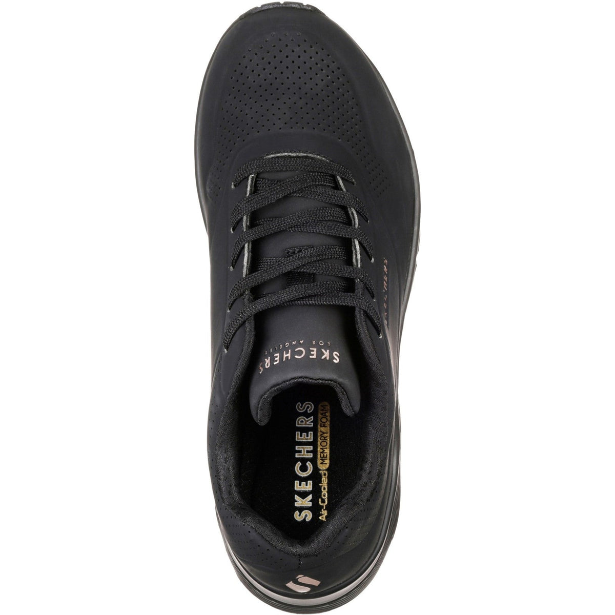 Women's Wide Fit Skechers 73690 Uno - Stand On Air Walking Sneakers - Black/Black