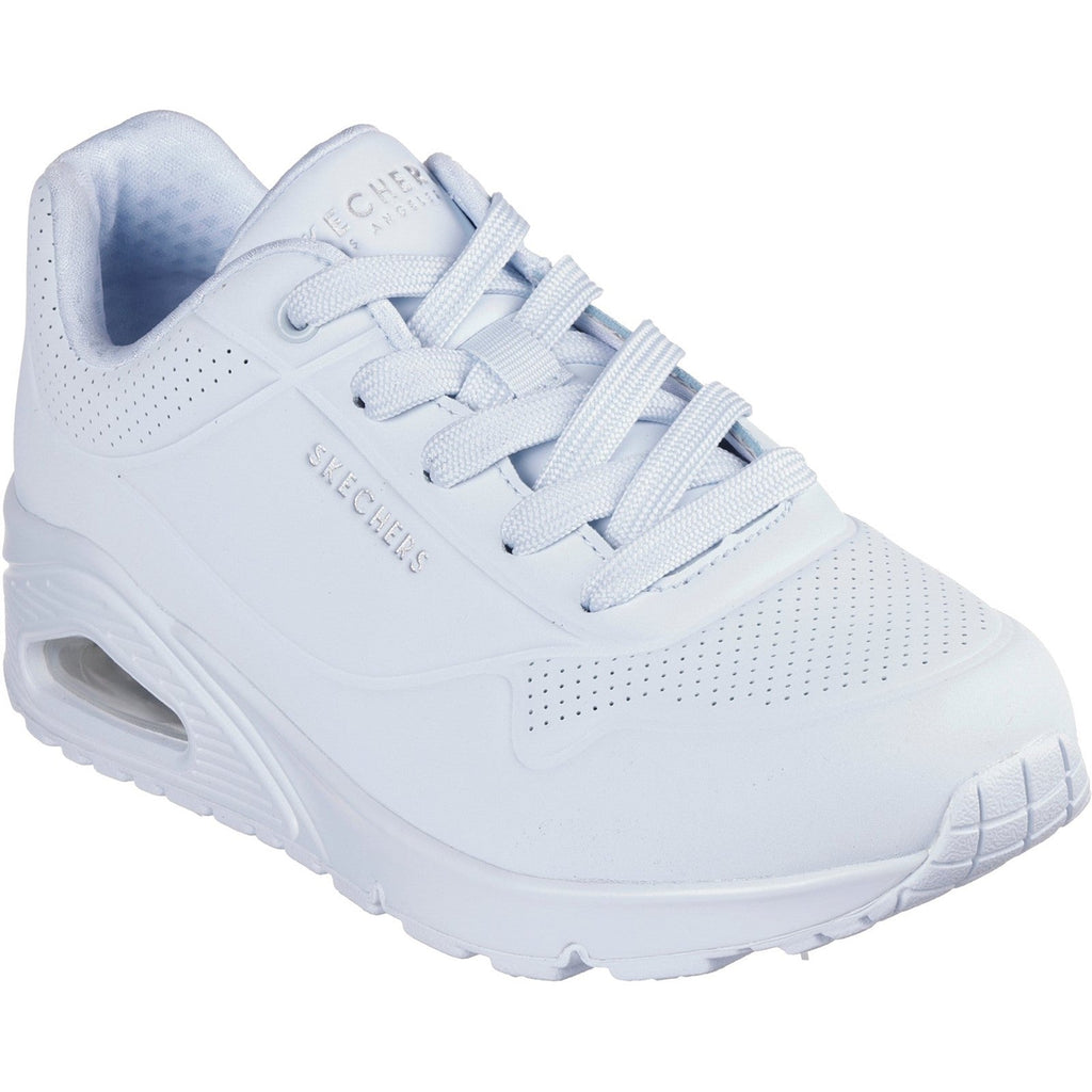 Women's Wide Fit Skechers 73690 Uno - Stand On Air Walking Sneakers - Light Denim