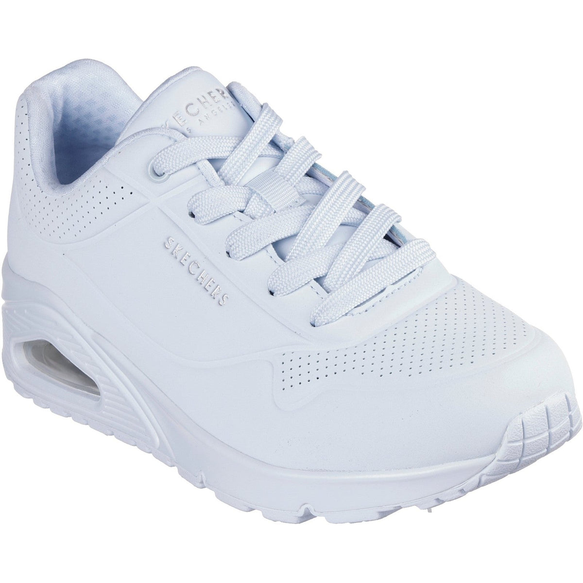 Women's Wide Fit Skechers 73690 Uno - Stand On Air Walking Sneakers - Light Denim