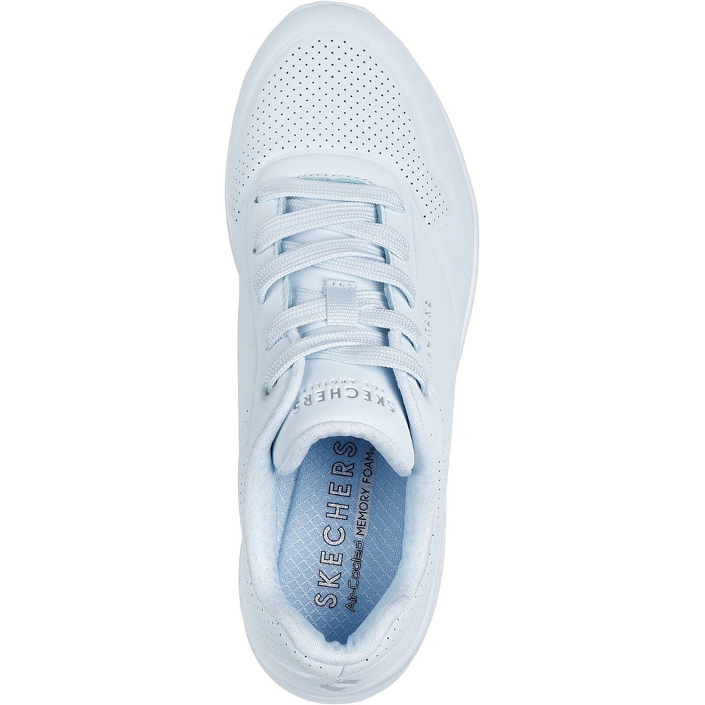 Women's Wide Fit Skechers 73690 Uno - Stand On Air Walking Sneakers - Light Denim