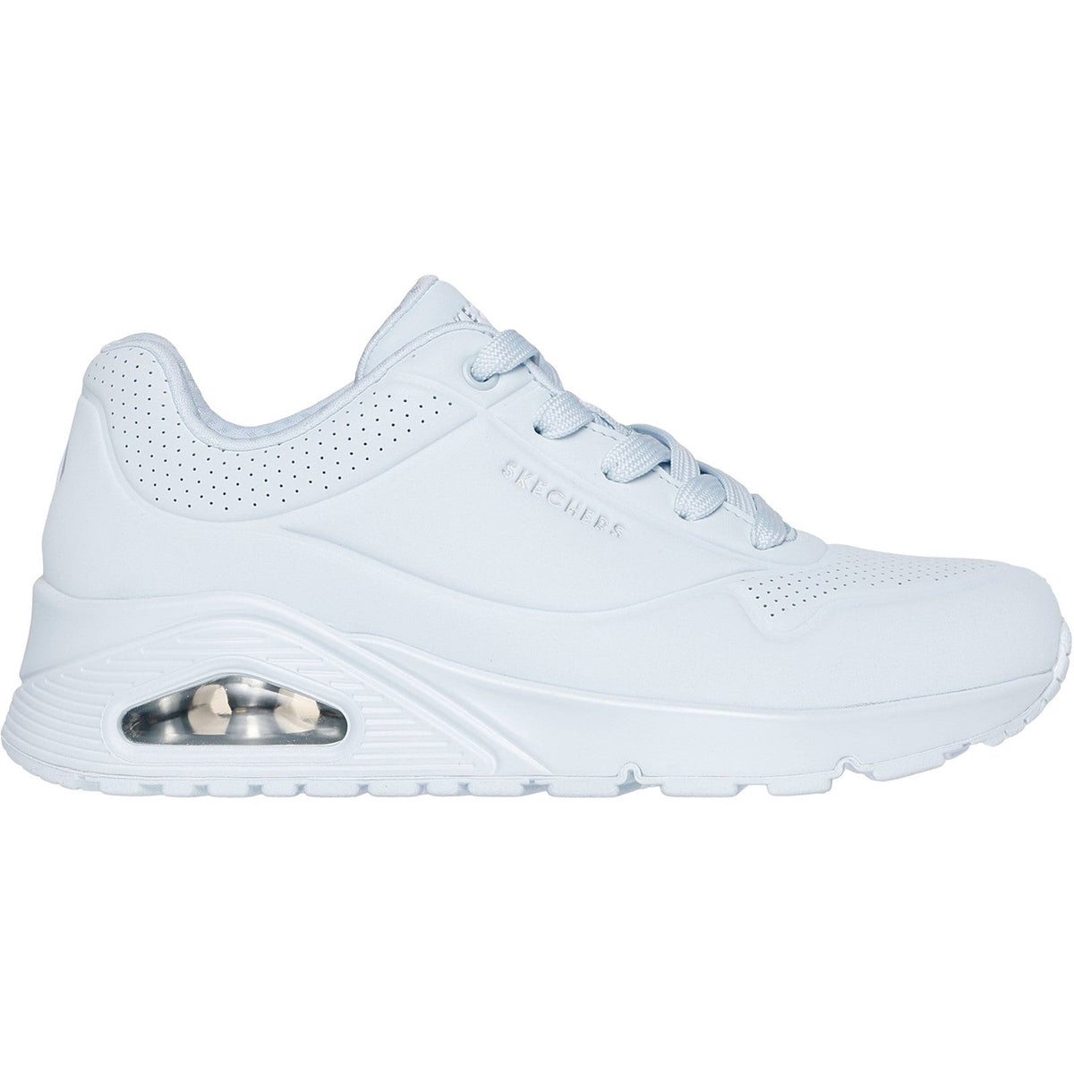 Women's Wide Fit Skechers 73690 Uno - Stand On Air Walking Sneakers - Light Denim