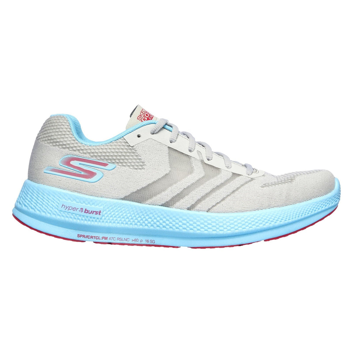 Women's Wide Fit Skechers 130001  Go Run Razor + Sports Sneakers - Grey/Aqua/Pink