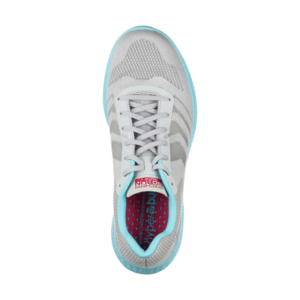 Women's Wide Fit Skechers 130001  Go Run Razor + Sports Sneakers - Grey/Aqua/Pink