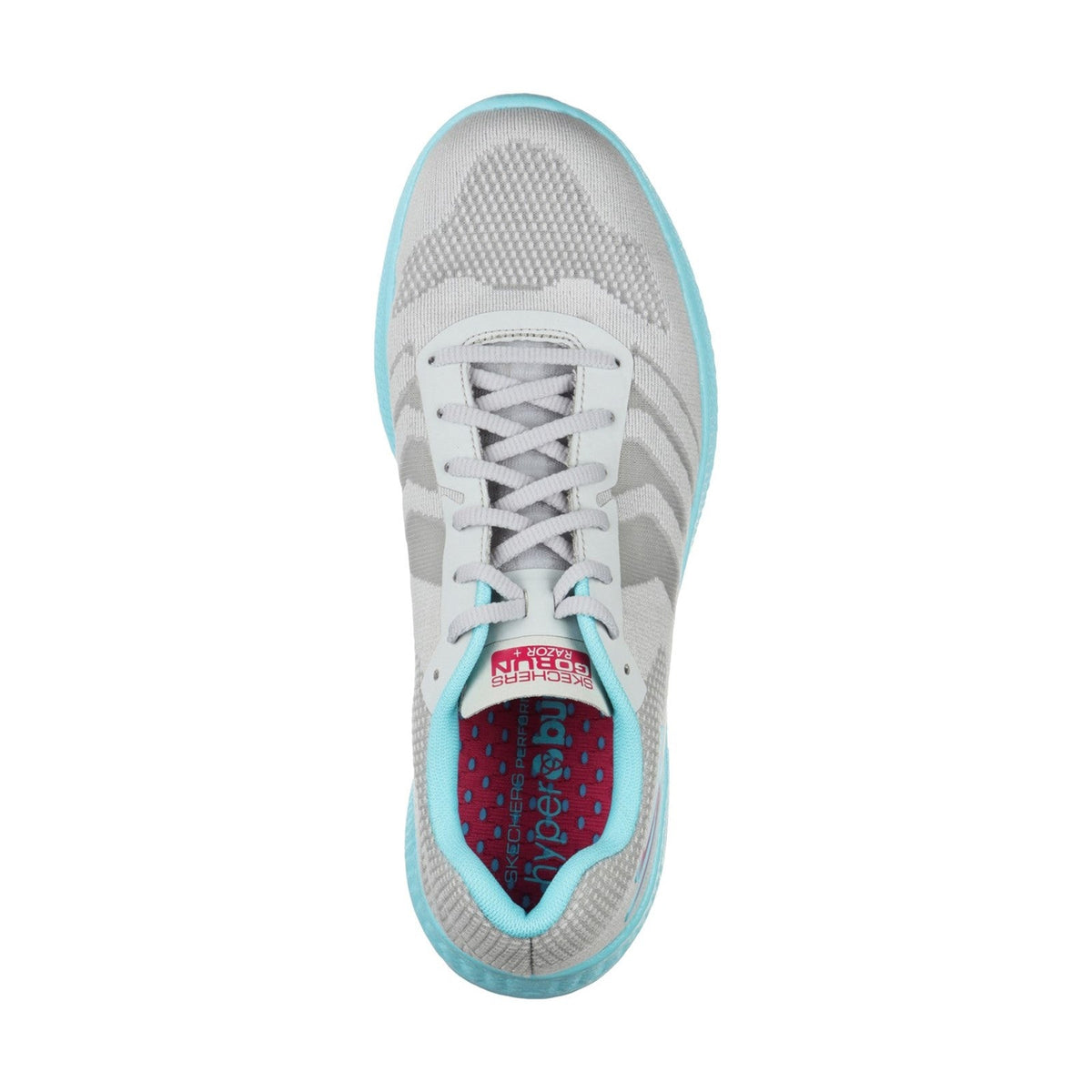 Women's Wide Fit Skechers 130001  Go Run Razor + Sports Sneakers - Grey/Aqua/Pink