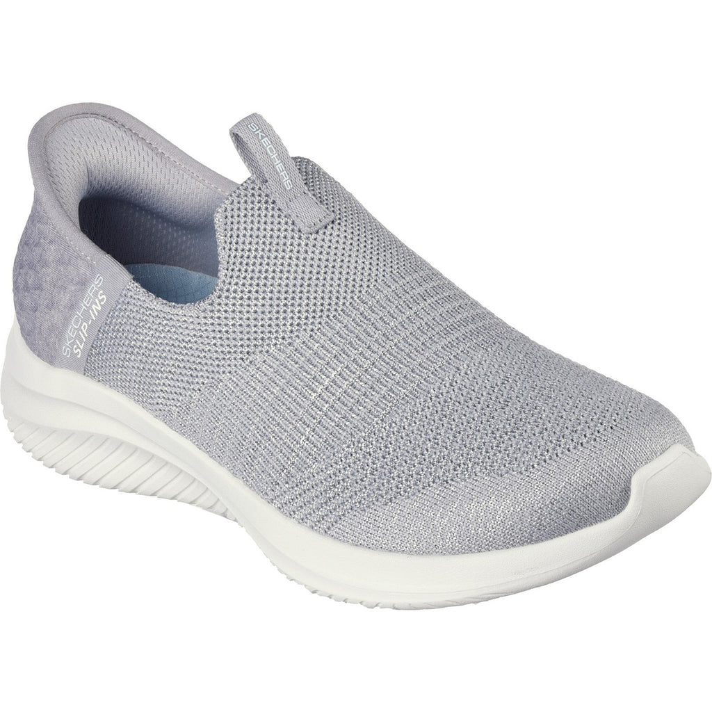 Women's Wide Fit Skechers 149709 Slip-ins Ultra Flex 3.0 Smooth Step Sneakers - Light Grey