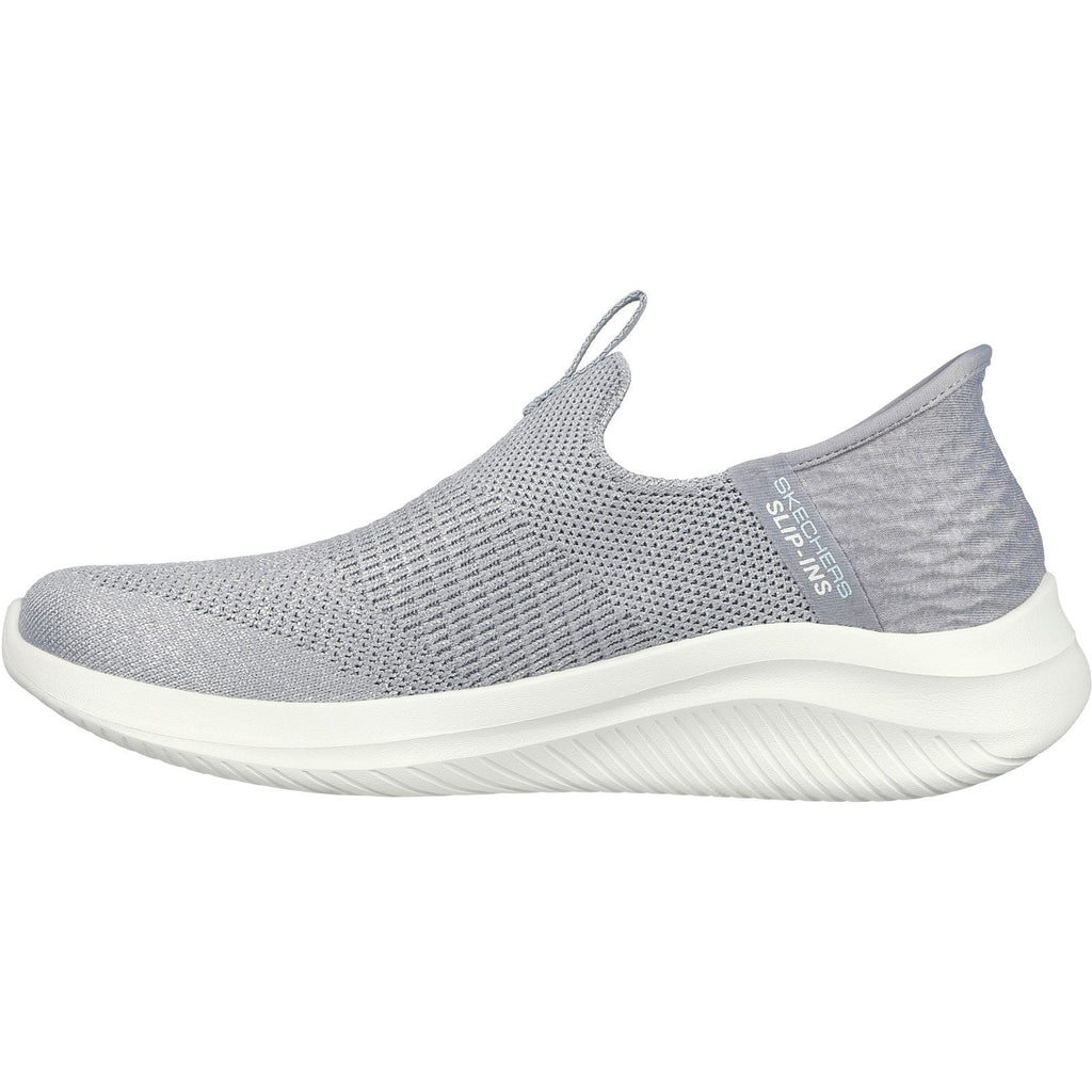Women's Wide Fit Skechers 149709 Slip-ins Ultra Flex 3.0 Smooth Step Sneakers - Light Grey