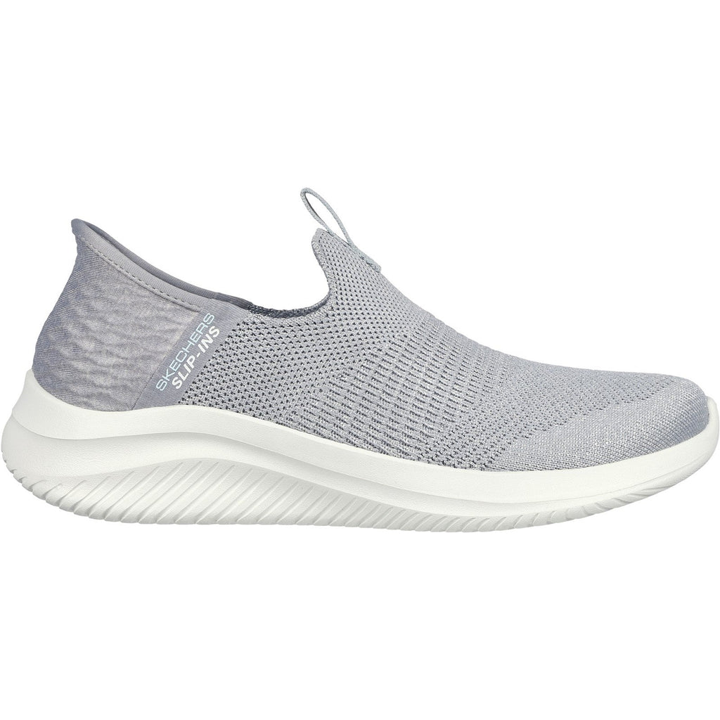 Women's Wide Fit Skechers 149709 Slip-ins Ultra Flex 3.0 Smooth Step Sneakers - Light Grey