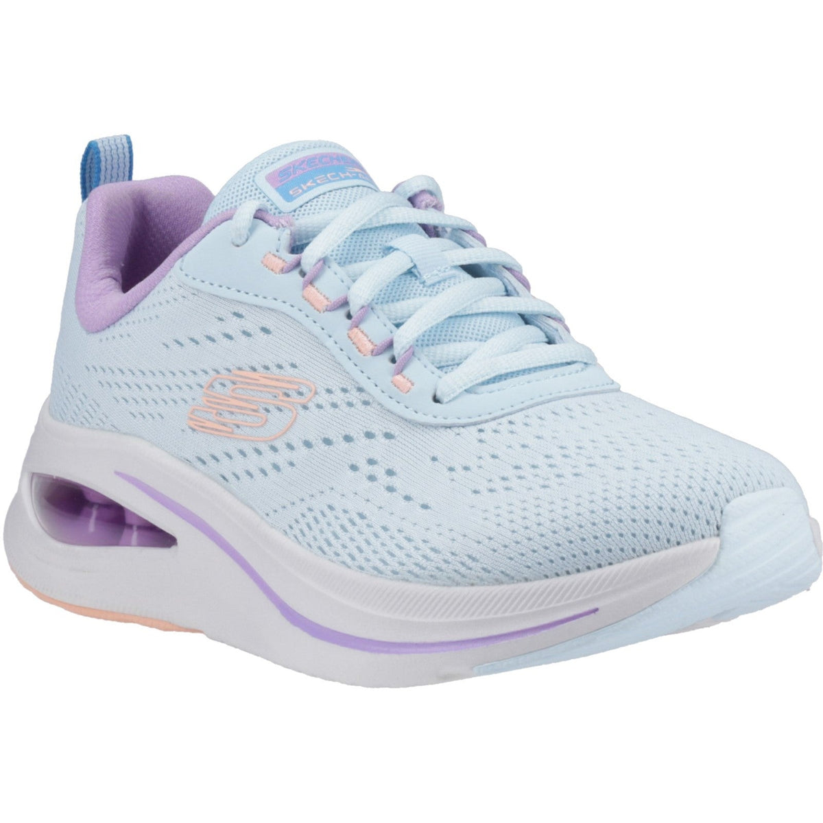 Women's Wide Fit Skechers 150131 Skech Air Meta - Aired Out Sneakers - Light Blue/Multi
