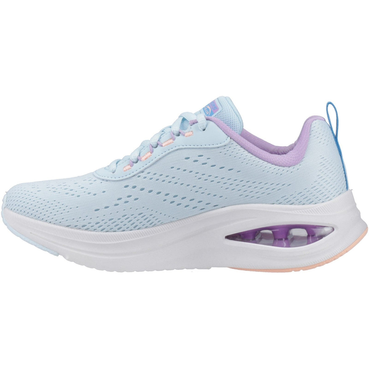 Women's Wide Fit Skechers 150131 Skech Air Meta - Aired Out Sneakers - Light Blue/Multi