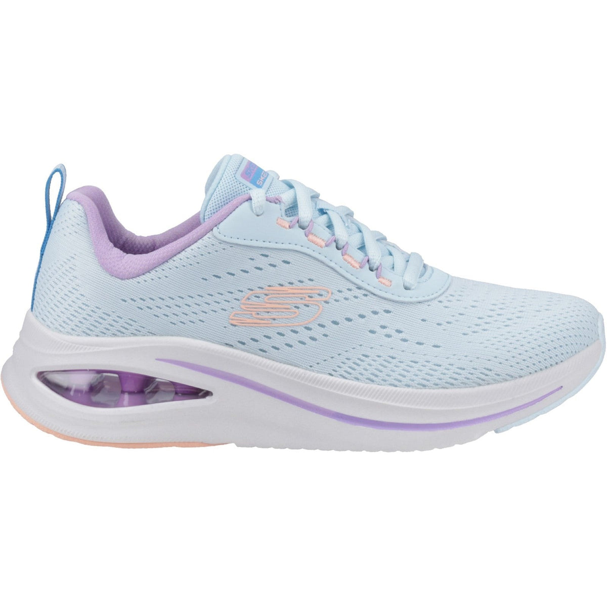 Women's Wide Fit Skechers 150131 Skech Air Meta - Aired Out Sneakers - Light Blue/Multi