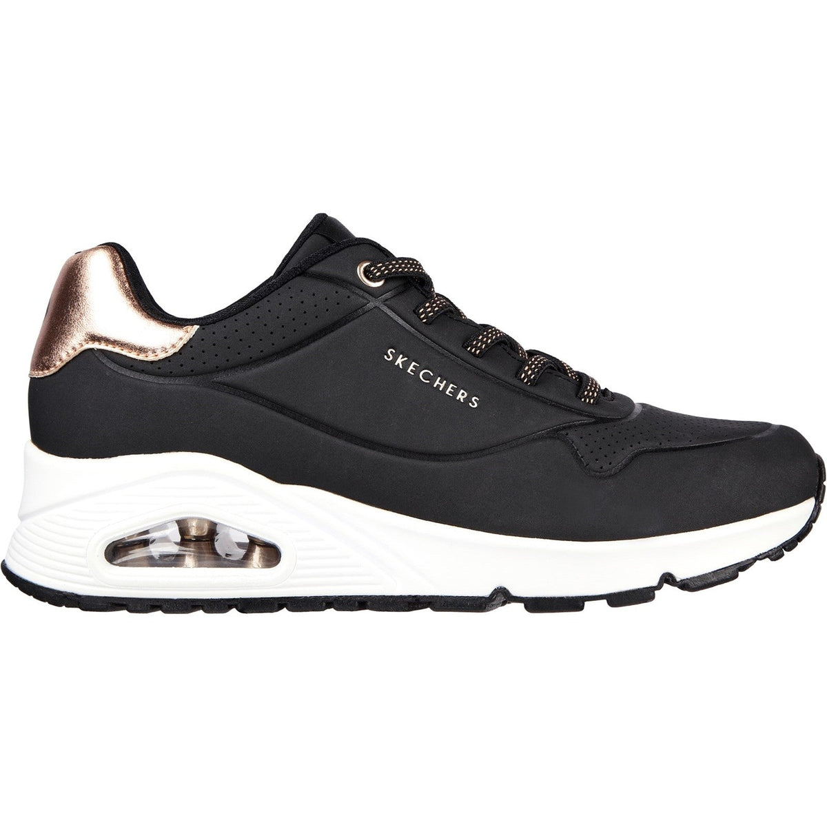 Women's Wide Fit Skechers 155196 Uno Shimmer Away Sneakers
