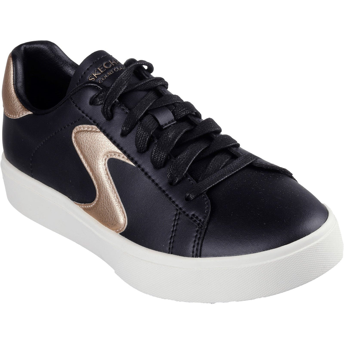 Women's Wide Fit Skechers 185016 Eden Lx Beaming Sneakers - Black/Rose Gold