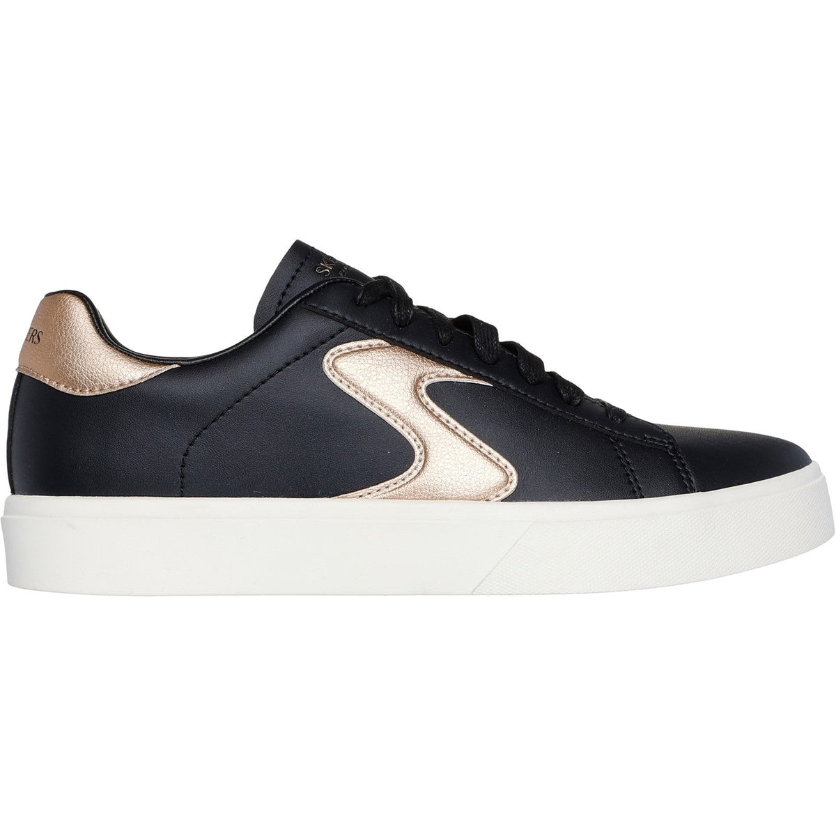Women's Wide Fit Skechers 185016 Eden Lx Beaming Sneakers - Black/Rose Gold